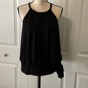 NWOT INC Women’s Lined Sleeveless Top, XL, Black, side tie at waist